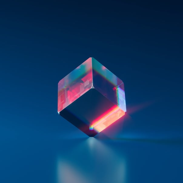 Image of cube balanced on one end